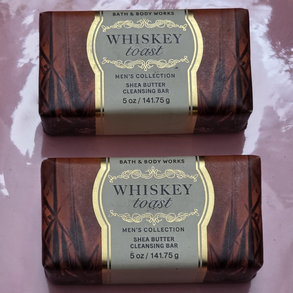 Bath & Body Works Whiskey Toast Shea Butter Cleansing Bar Soap Set of 2 NEW RARE
